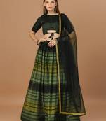 Women's Olive Color Rasal Net Printed Designer Lehenga Choli