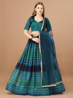 Women's Teal Color Rasal Net Printed Designer Lehenga Choli 1
