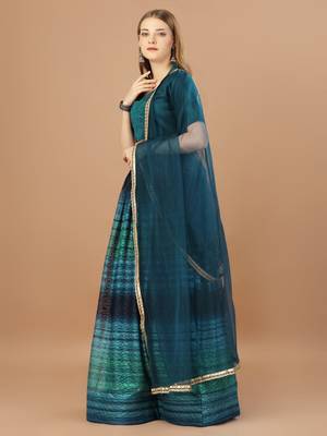 Women's Teal Color Rasal Net Printed Designer Lehenga Choli 3