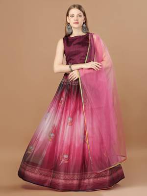 Women's Pink Color Lycra Digital Print Lehenga Choli 1