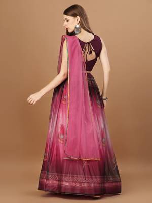 Women's Pink Color Lycra Digital Print Lehenga Choli 2