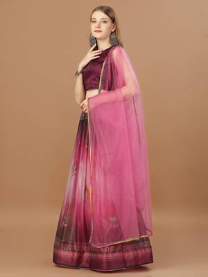 Women's Pink Color Lycra Digital Print Lehenga Choli 3
