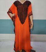 New Orange Aari & Embroidered work georgette Farasha Wedding Party Wear