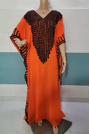 New Orange Aari & Embroidered work georgette Farasha Wedding Party Wear