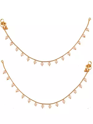 Gold plated pearl payal anklet 1
