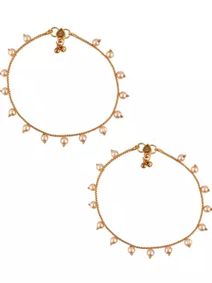Gold plated pearl payal anklet 2