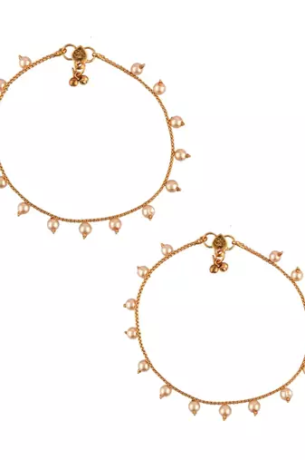 Gold plated pearl payal anklet