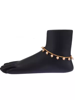 Gold plated pearl payal anklet 3