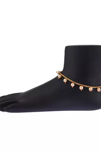 Gold plated pearl payal anklet