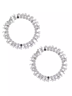 Silver plated mirror payal anklet 1