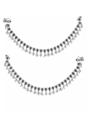 Silver plated mirror payal anklet 2