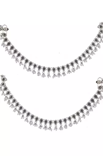 Silver plated mirror payal anklet