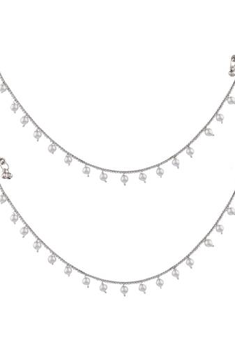 Silver plated pearl payal anklet