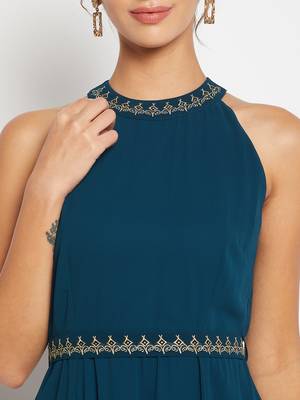 Winered woman embriodered belt maxi dress 5