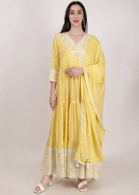 Shiwangi couture cotton frock dress with dupatta 1