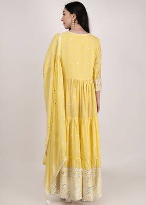 Shiwangi couture cotton frock dress with dupatta 2