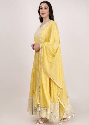 Shiwangi couture cotton frock dress with dupatta 3