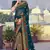 Teal Blue Zari Resham Embroidered Georgette Saree With Blouse Piece
