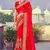 Red Zari Resham Embroidered Georgette Saree With Blouse Piece