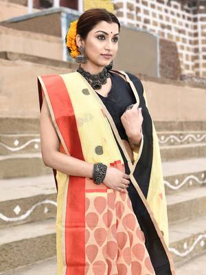 Elora handloom cotton butti weaving saree for women (yellow) 4