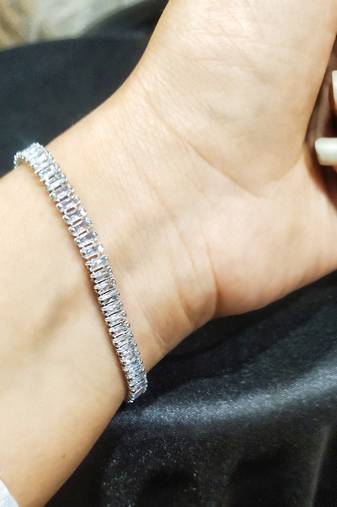 Pleasant silver cz stone bracelet