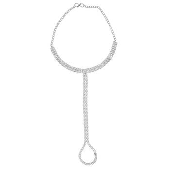  Radiant Beauty:Silver Plated Cz Stone Ring Bracelet 1
