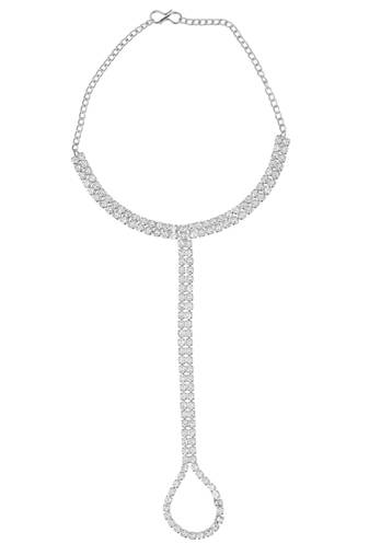  Radiant Beauty:Silver Plated Cz Stone Ring Bracelet