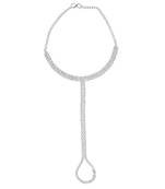  Radiant Beauty:Silver Plated Cz Stone Ring Bracelet