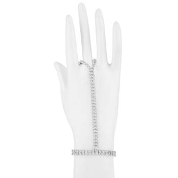  Radiant Beauty:Silver Plated Cz Stone Ring Bracelet 3