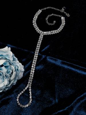  Radiant Beauty:Silver Plated Cz Stone Ring Bracelet 4