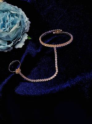 Radiant beauty: gold plated cz stone ring bracelet 4