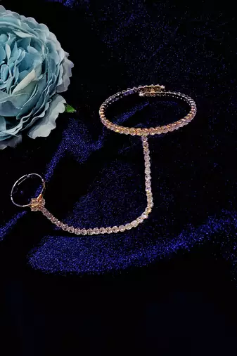 Radiant beauty: gold plated cz stone ring bracelet