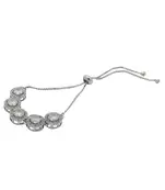  Brass Cubic Zirconia, Crystal Silver Adjustable Bracelet