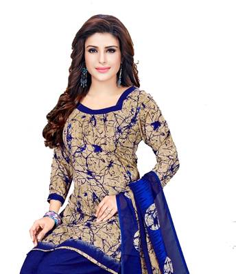 Unstitched crepe salwar suit material printed 2