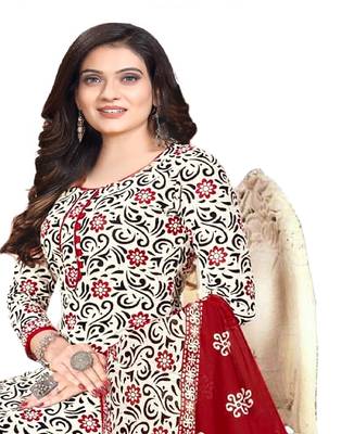 Unstitched crepe salwar suit material printed 2