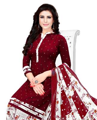 Unstitched crepe salwar suit material printed 2