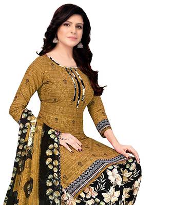 Unstitched crepe salwar suit material printed 2