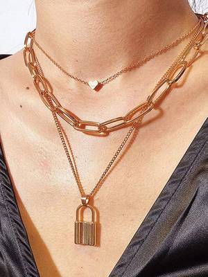 Designer women lock and heart pendant necklace for women & girls 1