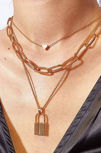 Designer women lock and heart pendant necklace for women & girls