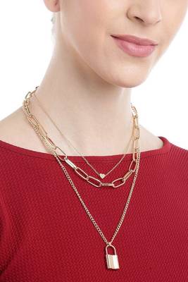 Designer women lock and heart pendant necklace for women & girls 3