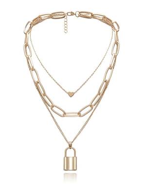Designer women lock and heart pendant necklace for women & girls 4