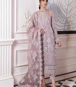 Lavender Embroidered Organza  Straight Suit Free size full stitched Up To 42" Size