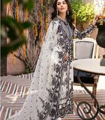 White Thread Embroidered Organza  Straight Suit Free size full stitched Up To 42" Size