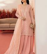 Pink Embroidered Organza  Straight Suit Free size full stitched Up To 42" Size