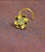 Floral motif black meenakari worl gold plated brass premium nosering or nosepin for women