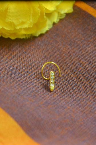 Floral motif gold plated brass premium nosering or nosepin for women