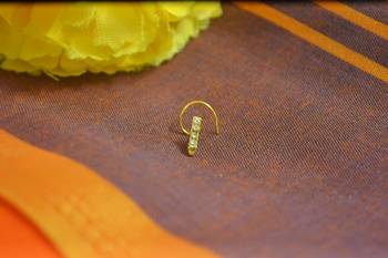 Floral motif gold plated brass premium nosering or nosepin for women 2