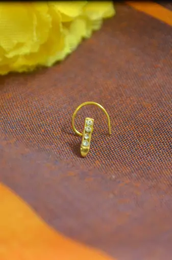 Floral motif gold plated brass premium nosering or nosepin for women