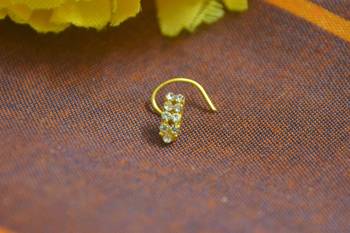 Rectangular diamond stone gold plated brass premium nosering or nosepin for women 1
