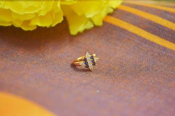 Floral motif blue multi diamond gold plated brass premium clipon press nosering or fake nosepin for women 2